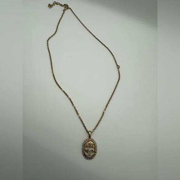 Chanel champagne gold crown and logo with crystal necklace - Picture 3 of 8